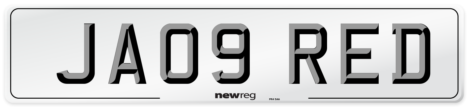 JA09 RED Number Plate from New Reg